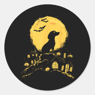 Grappig Halloween worstelhond T-shirt1 Ronde Sticker