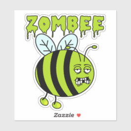 Grappig Halloween Zombie Bee karakter Sticker