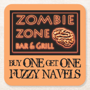Grappig Halloween Zombie Drinken Fuzzy Navel Kartonnen Onderzetters