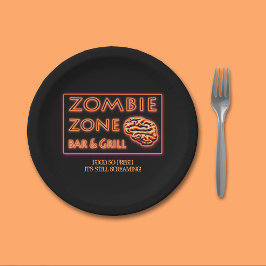 Grappig Halloween zombie eten zo vers Papieren Bordje