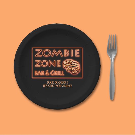 Grappig Halloween zombie eten zo vers Papieren Bordje