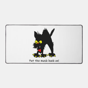 Grappig Halloween Zwarte Kat Gebogen Rug Masker Op Bureaumat