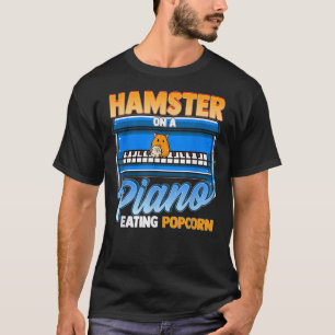 Grappig hamster op een piano-etende popcorn t-shirt