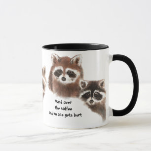 Grappig, hand over de Coffee, Cute Raccoon Mok