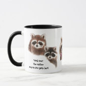 Grappig, hand over de Coffee, Cute Raccoon Mok (Links)