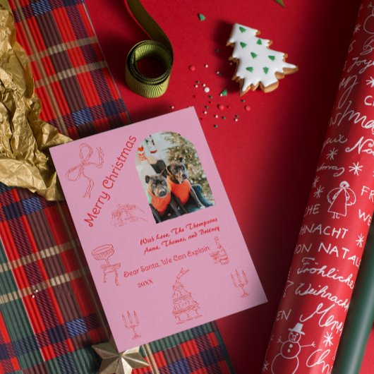 Grappig handgeschreven kerstfeest kaart