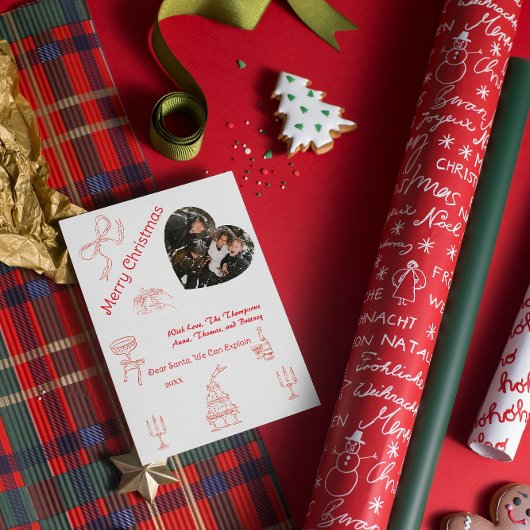 Grappig handgeschreven kerstfeest kaart