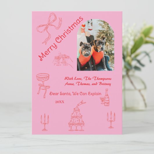 Grappig handgeschreven kerstfeest kaart (Staand voorkant)