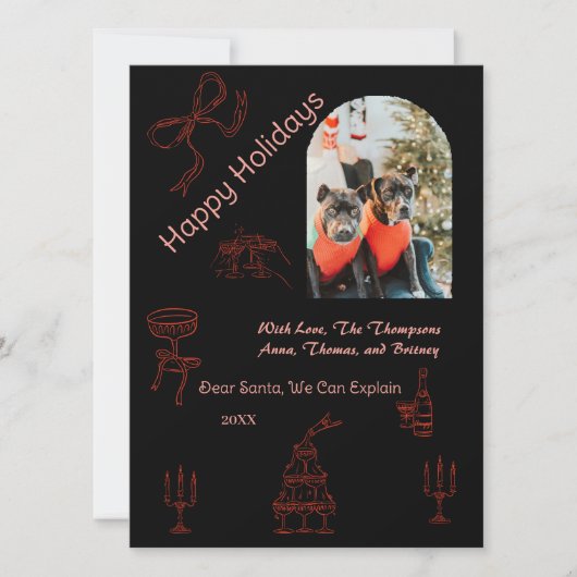 Grappig handgeschreven kerstfeest kaart (Voorkant)