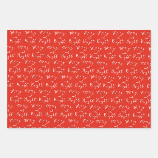 Grappig handgeschreven script Merry and Bright Xma Inpakpapier Vel (Voorkant 3)
