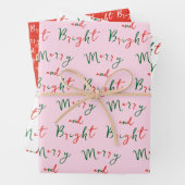 Grappig handgeschreven script Merry and Bright Xma Inpakpapier Vel (In situ)