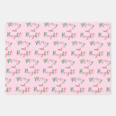 Grappig handgeschreven script Merry and Bright Xma Inpakpapier Vel (Voorkant)
