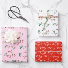 Grappig handgeschreven script Merry and Bright Xma Inpakpapier Vel