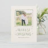 Grappig handgeschreven vrolijk kerstgroen feestdagenkaart (Staand voorkant)