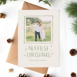 Grappig handgeschreven vrolijk kerstgroen feestdagenkaart