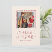 Grappig handgeschreven vrolijk kerstrood feestdagenkaart (Staand voorkant)