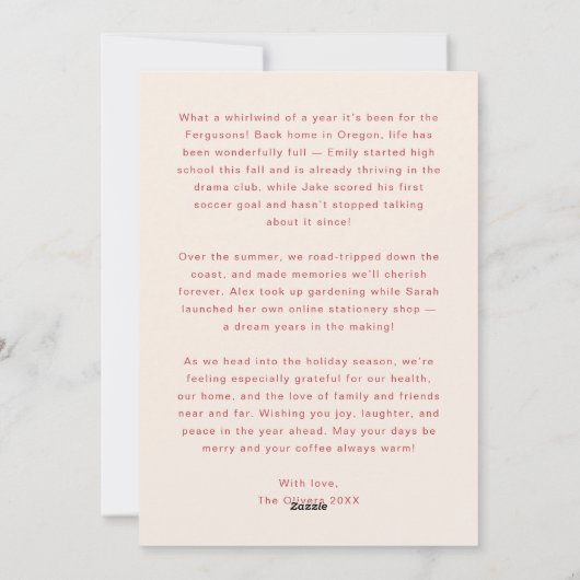 Grappig handgeschreven vrolijk kerstrood feestdagenkaart (Achterkant)