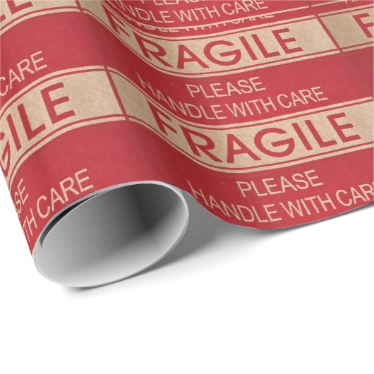 Grappig handvat met zorg, breekbaar teken cadeaupapier (Rol Hoek)