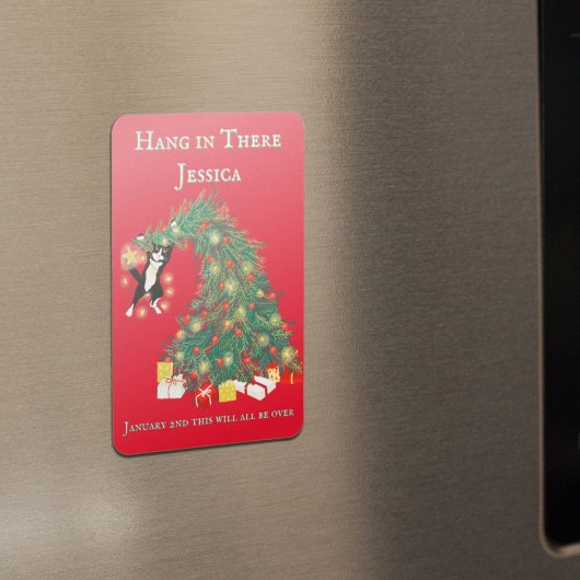 Grappig Hang In Er Kat In De Kerstboom Magneet