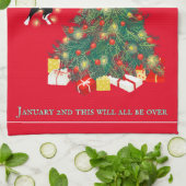 Grappig Hang In Er Kat In De Kerstboom Theedoek (Gevouwen)