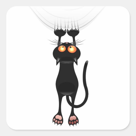 Grappig, hang op kat vierkante sticker (Voorkant)