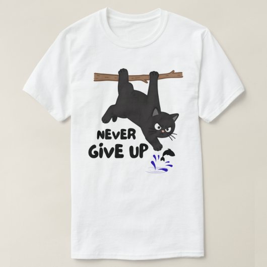 Grappig hangend kat ontwerp t-shirt (Design voorkant)