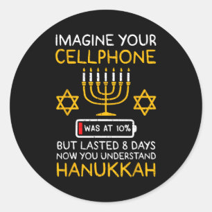 Grappig Hanukkah Stel Je Mobiele Telefoon Chanukah Ronde Sticker