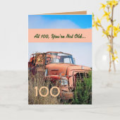 Grappig Happy 100th Birthday Truck 100A Kaart (Gele Bloem)