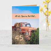 GRAPPIG Happy 45th Birthday -  Oranje Truck Kaart (Gele Bloem)
