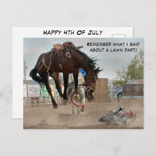 Grappig Happy 4th van juli Rodeo Saddle Bronc Even Briefkaart (Voorkant / Achterkant)