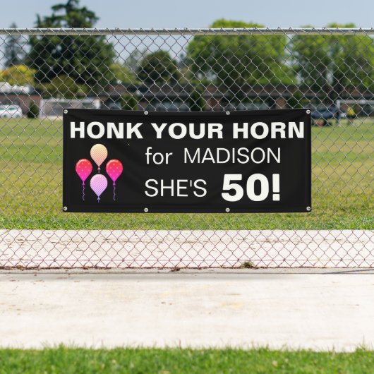 Grappig Happy 50th Birthday Honk Uw Horn in de ope Spandoek (Insitu)