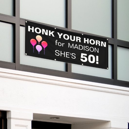Grappig Happy 50th Birthday Honk Uw Horn in de ope Spandoek (Buitenkant Gebouw)