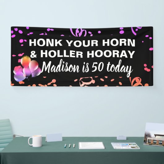 Grappig Happy 50th Birthday Honk Your Horn Name Spandoek (Beurs)