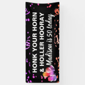 Grappig Happy 50th Birthday Honk Your Horn Name Spandoek (Verticaal)