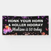 Grappig Happy 50th Birthday Honk Your Horn Name Spandoek (Horizontaal)