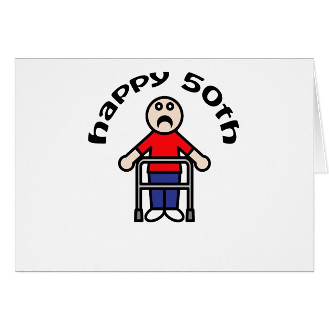 Grappig, "Happy 50th" Mannen Walker (Voorkant Horizontaal)
