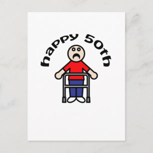 Grappig, "Happy 50th" Mannen Walker Briefkaart
