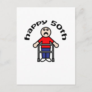 Grappig, "Happy 50th" Mannen Walker Briefkaart