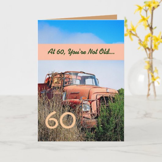 GRAPPIG Happy 60th Birthday -  Oranje Truck Kaart (Gele Bloem)