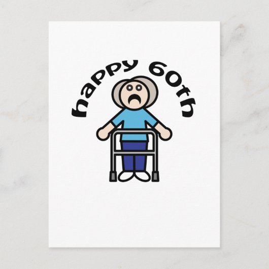 Grappig, "Happy 60th" oude vrouw ontwerp Briefkaart (Voorkant)