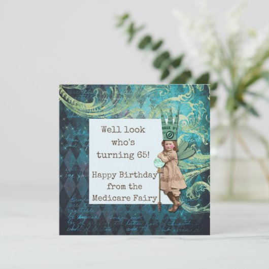 Grappig Happy 65th Birthday Medicare Fairy Kaart (Staand voorkant)