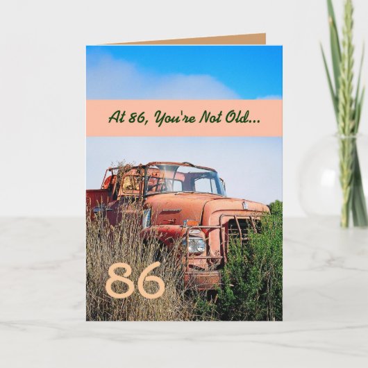 GRAPPIG Happy 86th Birthday -  Oranje Truck Kaart (Voorkant)