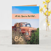 GRAPPIG Happy 86th Birthday -  Oranje Truck Kaart (Gele Bloem)