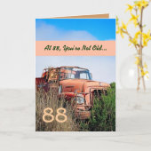 GRAPPIG Happy 88th Birthday -  Oranje Truck Kaart (Gele Bloem)