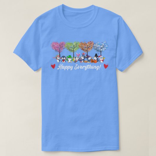 Grappig Happy Alles pinguins elk seizoen T-shirt (Design voorkant)