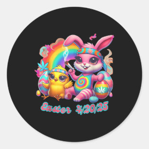 Grappig Happy April 20 2025 Paashaas Schattige Ronde Sticker