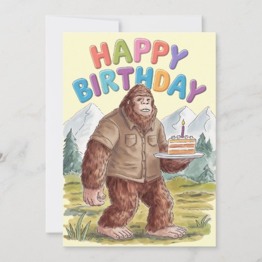 Grappig Happy Birthday BigFoot Sasquatch Feestdagenkaart (Voorkant)