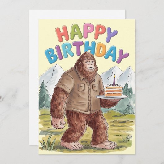 Grappig Happy Birthday BigFoot Sasquatch Feestdagenkaart (Voorkant / Achterkant)