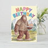 Grappig Happy Birthday BigFoot Sasquatch Feestdagenkaart (Staand voorkant)