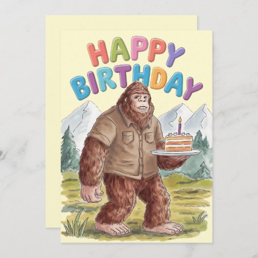 Grappig Happy Birthday BigFoot Sasquatch Kaart (Voorkant / Achterkant)